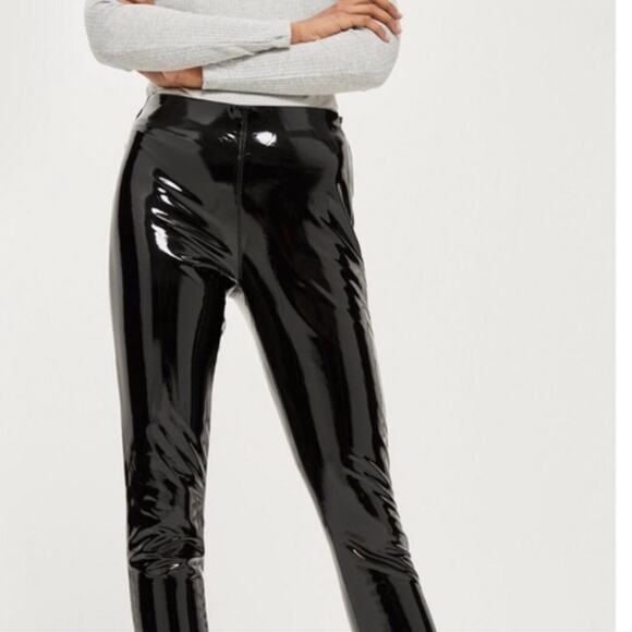 Topshop Percy Faux Leather Vinyl Pants Size 4 - Picture 6 of 11